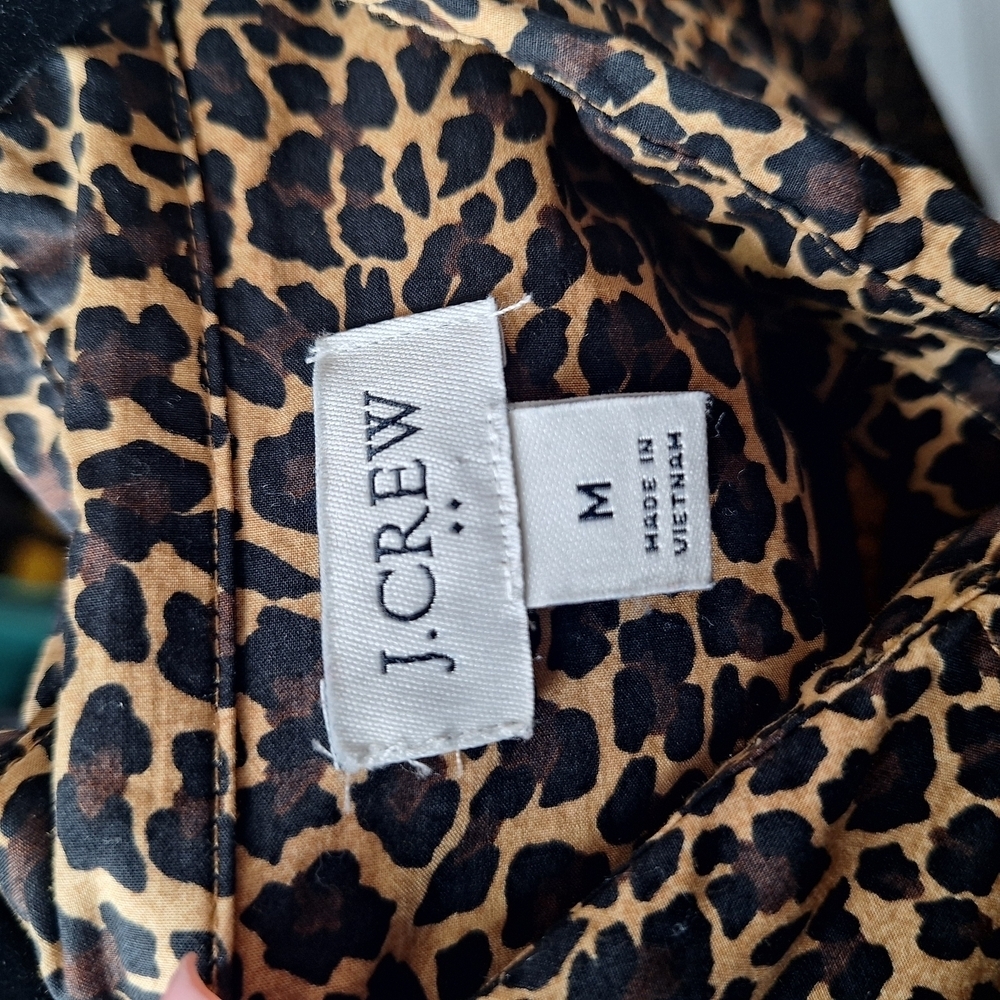 J. Crew Factory Leopard Print Button Down Shirt - Brown Size Medium - Picture 4 of 5